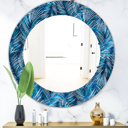 Tropical Palm Leaves - Bohemian and Eclectic Mirror - Oval or Round Wall Mirror