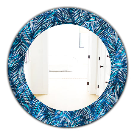 Tropical Palm Leaves - Bohemian and Eclectic Mirror - Oval or Round Wall Mirror