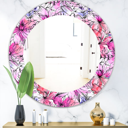 Pink Blossom 22 - Modern Mirror - Oval or Round Wall Mirror