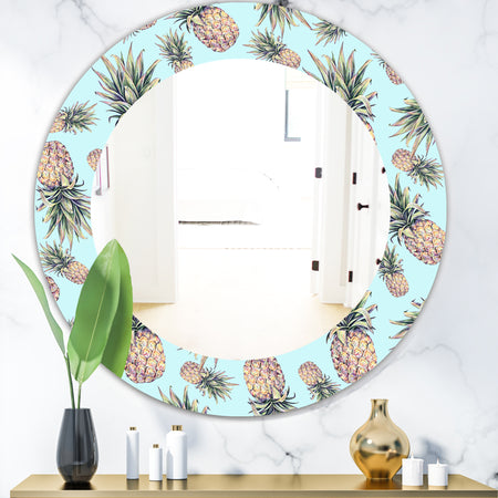 Tropical Mood Pineapple 6 - Bohemian and Eclectic Mirror - Oval or Round Wall Mirror