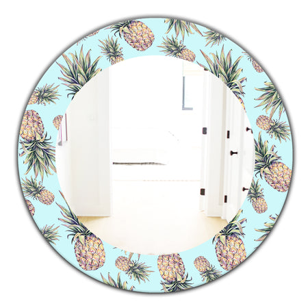 Tropical Mood Pineapple 6 - Bohemian and Eclectic Mirror - Oval or Round Wall Mirror
