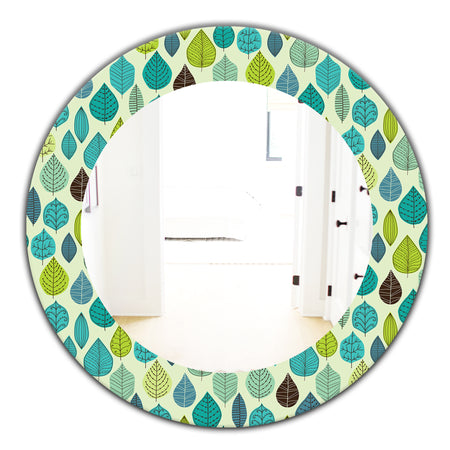 Texture With Leaf - Mid-Century Mirror - Oval or Round Wall Mirror