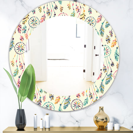 Feathers 25 - Bohemian and Eclectic Mirror - Oval or Round Wall Mirror