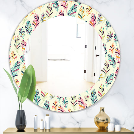 Feathers 26 - Bohemian and Eclectic Mirror - Oval or Round Wall Mirror