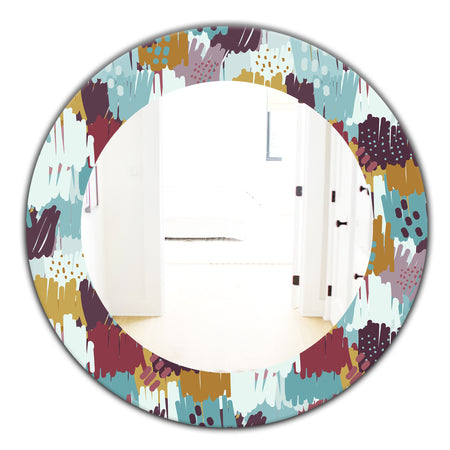 Pattern Witch Sketch Texture - Modern Mirror - Oval or Round Wall Mirror
