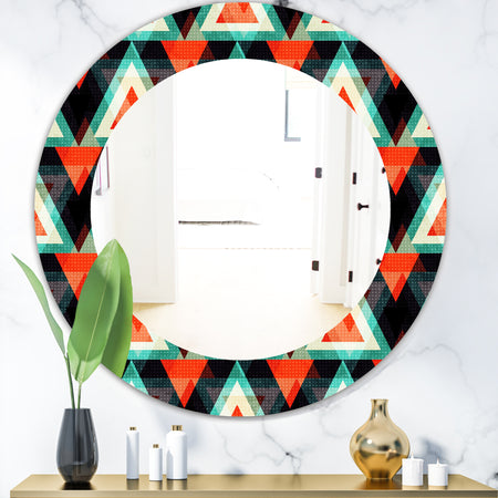 Colored Polygons - Modern Mirror - Oval or Round Wall Mirror
