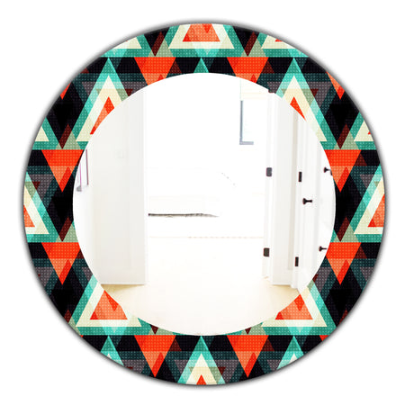 Colored Polygons - Modern Mirror - Oval or Round Wall Mirror