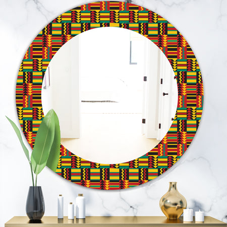 African Pattern - Bohemian and Eclectic Mirror - Oval or Round Wall Mirror