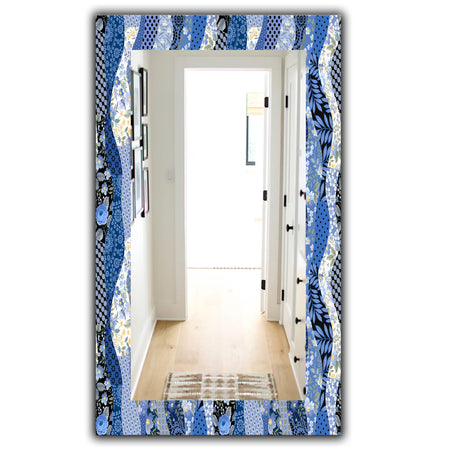 Patchwork Pattern With Roses - Traditional Mirror - Wall Mirror