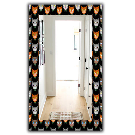 Cute Cats Pattern - Modern Mirror - Vanity Mirror