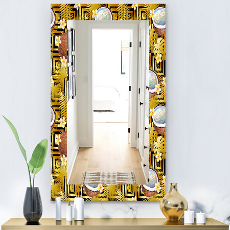 Tropical Pattern With Coconuts and Flowers - Bohemian and Eclectic Mirror - Wall Mirror