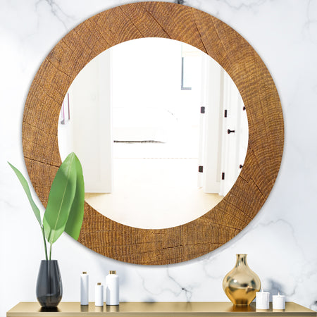 Wood II - Mid-Century Mirror - Oval or Round Wall Mirror