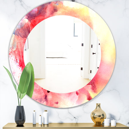 Pink Abstract - Mid-Century Mirror - Oval or Round Wall Mirror