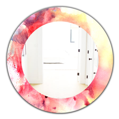 Pink Abstract - Mid-Century Mirror - Oval or Round Wall Mirror