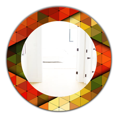 Triangular Colourfields 21 - Modern Mirror - Oval or Round Wall Mirror