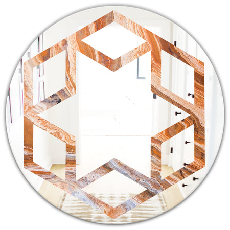 Marbled Geode 2 - Modern Round or Oval Wall Mirror - Hexagon Star