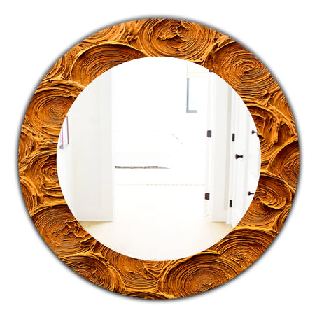 Concentric Paint Rings In Earthy Gold Brown - Mid-Century Mirror - Oval or Round Wall Mirror