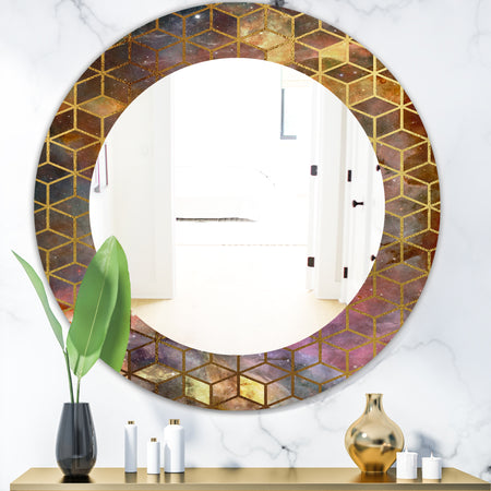 Capital Gold Honeycomb 9 - Modern Round Mirror - Frameless Oval or Round Wall Mirror