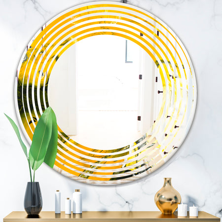 Marbled Yellow 2 - Modern Round or Oval Wall Mirror - Wave