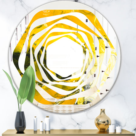 Marbled Yellow 2 - Modern Round or Oval Wall Mirror - Whirl