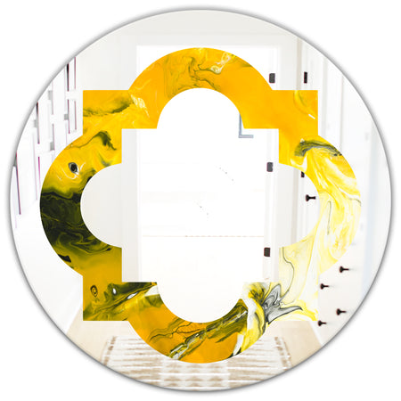 Marbled Yellow 2 - Modern Round or Oval Wall Mirror - Quatrefoil