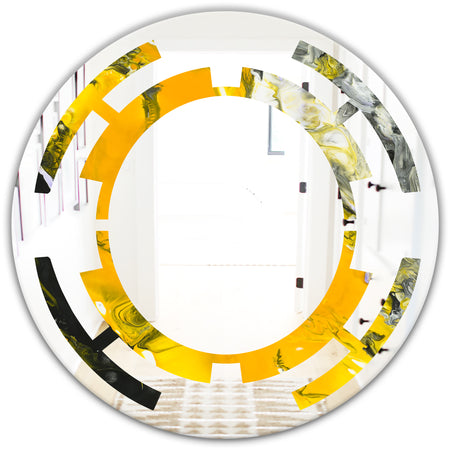 Marbled Yellow 3 - Modern Round or Oval Wall Mirror - Space