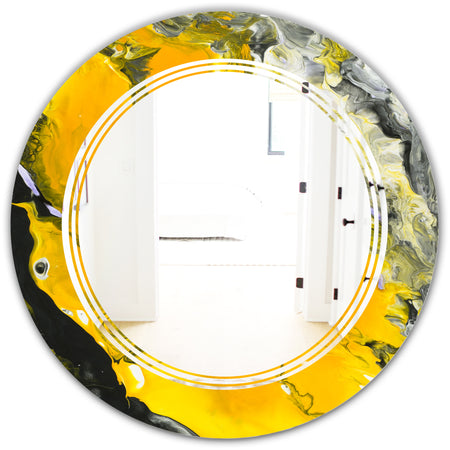 Marbled Yellow 3 - Modern Round or Oval Wall Mirror - Triple C
