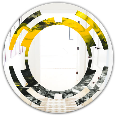 Marbled Yellow 4 - Modern Round or Oval Wall Mirror - Space