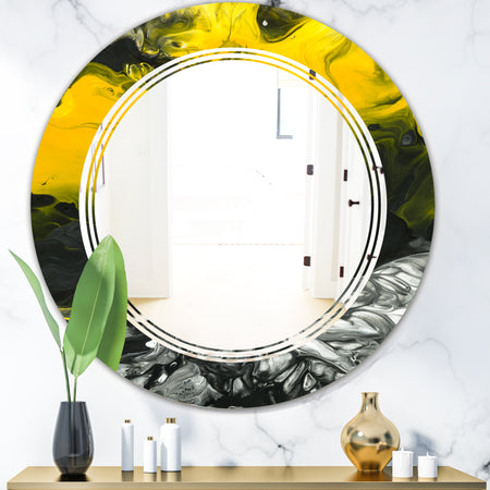 Marbled Yellow 4 - Modern Round or Oval Wall Mirror - Triple C
