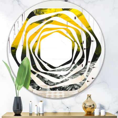 Marbled Yellow 4 - Modern Round or Oval Wall Mirror - Whirl