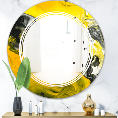 Marbled Yellow 5 - Modern Round or Oval Wall Mirror - Triple C