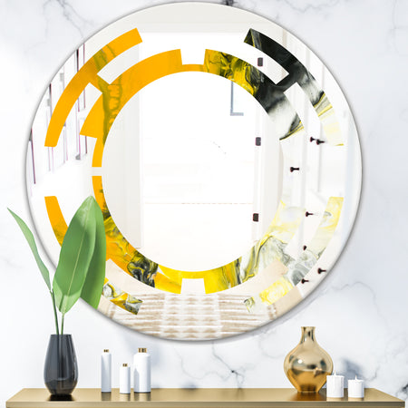 Marbled Yellow 6 - Modern Round or Oval Wall Mirror - Space