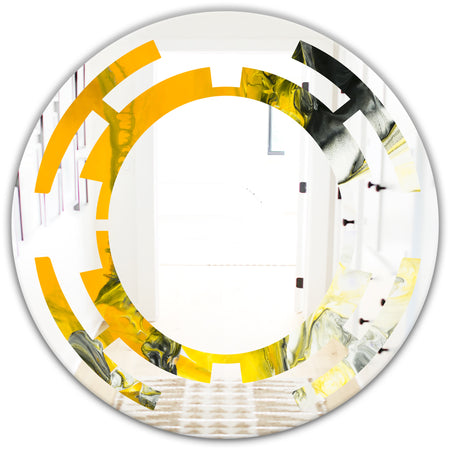 Marbled Yellow 6 - Modern Round or Oval Wall Mirror - Space