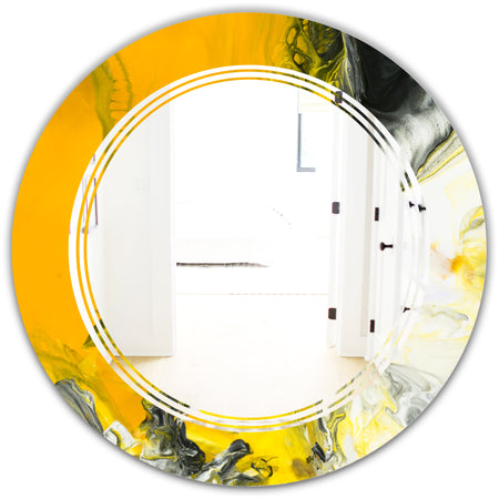 Marbled Yellow 6 - Modern Round or Oval Wall Mirror - Triple C
