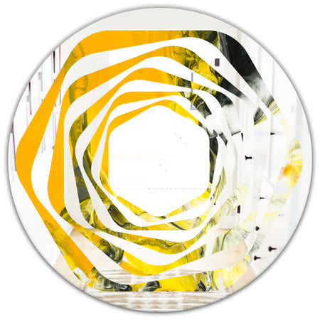 Marbled Yellow 6 - Modern Round or Oval Wall Mirror - Whirl