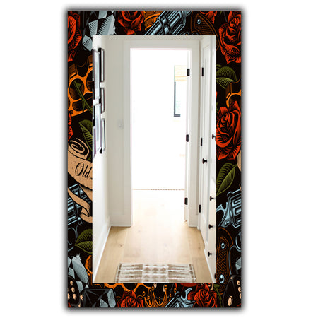 Old School Tattoo Pattern - Modern Mirror - Frameless Wall Mirror
