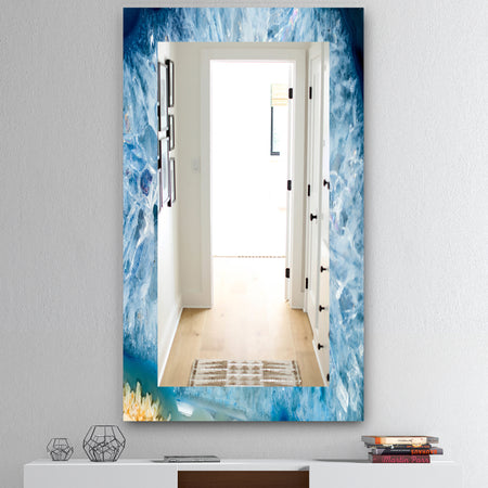 Geode Interior With Light Blue Crystals - Mid-Century Mirror - Vanity Mirror