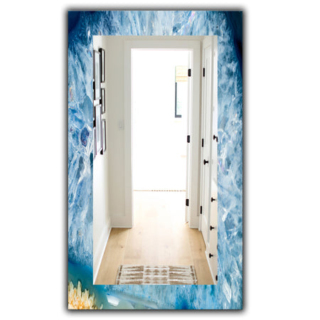 Geode Interior With Light Blue Crystals - Mid-Century Mirror - Vanity Mirror