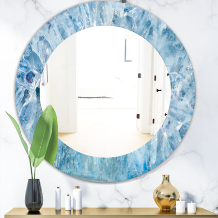Silver Orchid Alba 'Geode Interior with Light Blue Crystals - Mid-century Mirror