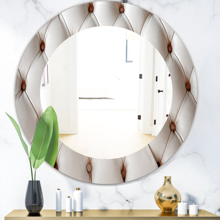 Diamond Shaped Leather Couch - Modern Mirror - Frameless Oval or Round Wall Mirror