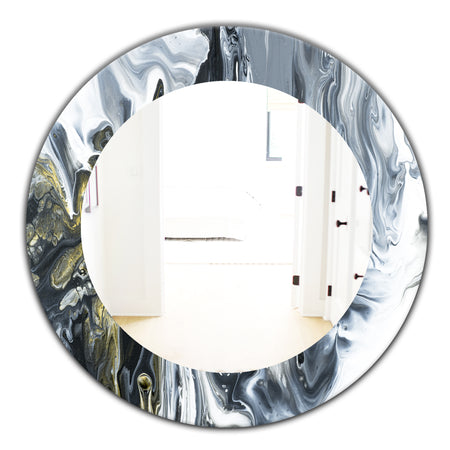 Marbled Geode 13 - Mid-Century Mirror - Frameless Oval or Round Wall Mirror