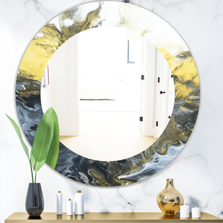 Marbled Yellow 7 - Mid-Century Mirror - Oval or Round Wall Mirror