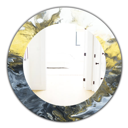 Marbled Yellow 7 - Mid-Century Mirror - Oval or Round Wall Mirror