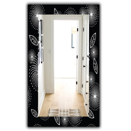 Retro Of Stylized Flowers - Traditional Mirror - Frameless Wall Mirror