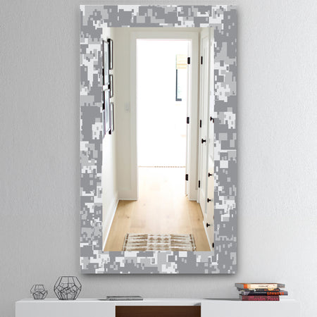 Grey Pixelation - Mid-Century Mirror - Wall Mirror