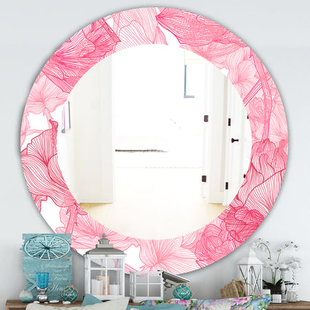 Pink Spheres 9 - Traditional Mirror - Frameless Oval or Round Wall Mirror