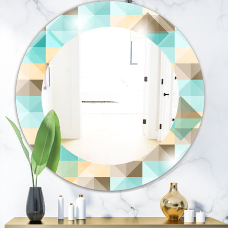Triangular Colourfields 26 - Mid-Century Mirror - Oval or Round Wall Mirror