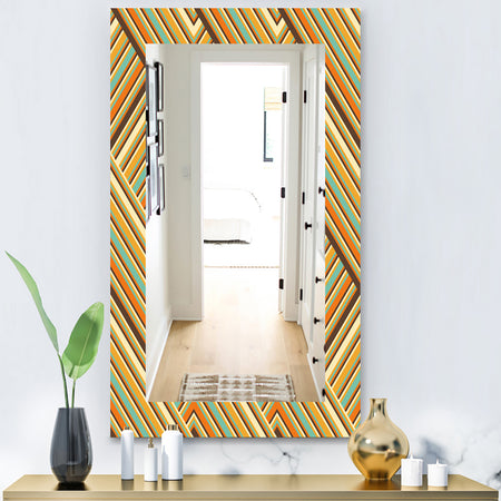 Retro Square Waves - Bohemian and Eclectic Mirror - Frameless Modern Wall Mirror
