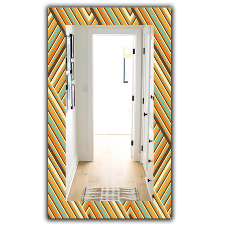 Retro Square Waves - Bohemian and Eclectic Mirror - Frameless Modern Wall Mirror
