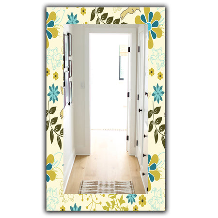 Vintage Flowers 7 - Traditional Mirror - Frameless Vanity Mirror